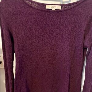 LOFT Women's Deep Purple Long Sleeve Top